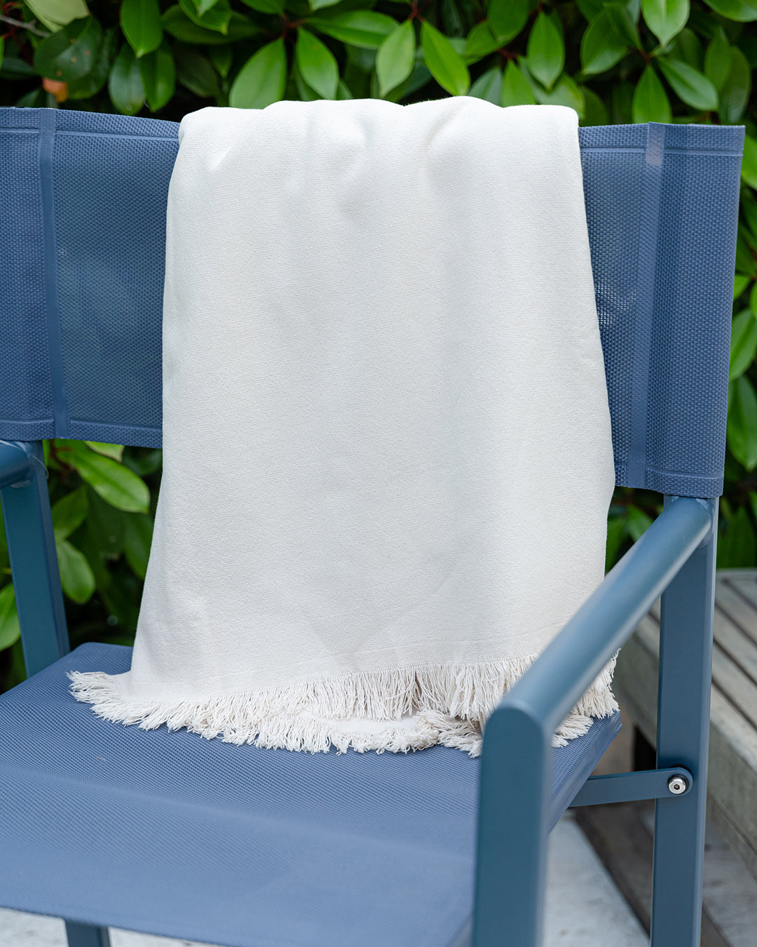 Toalla de Playa de Algodón Beige con Flecos