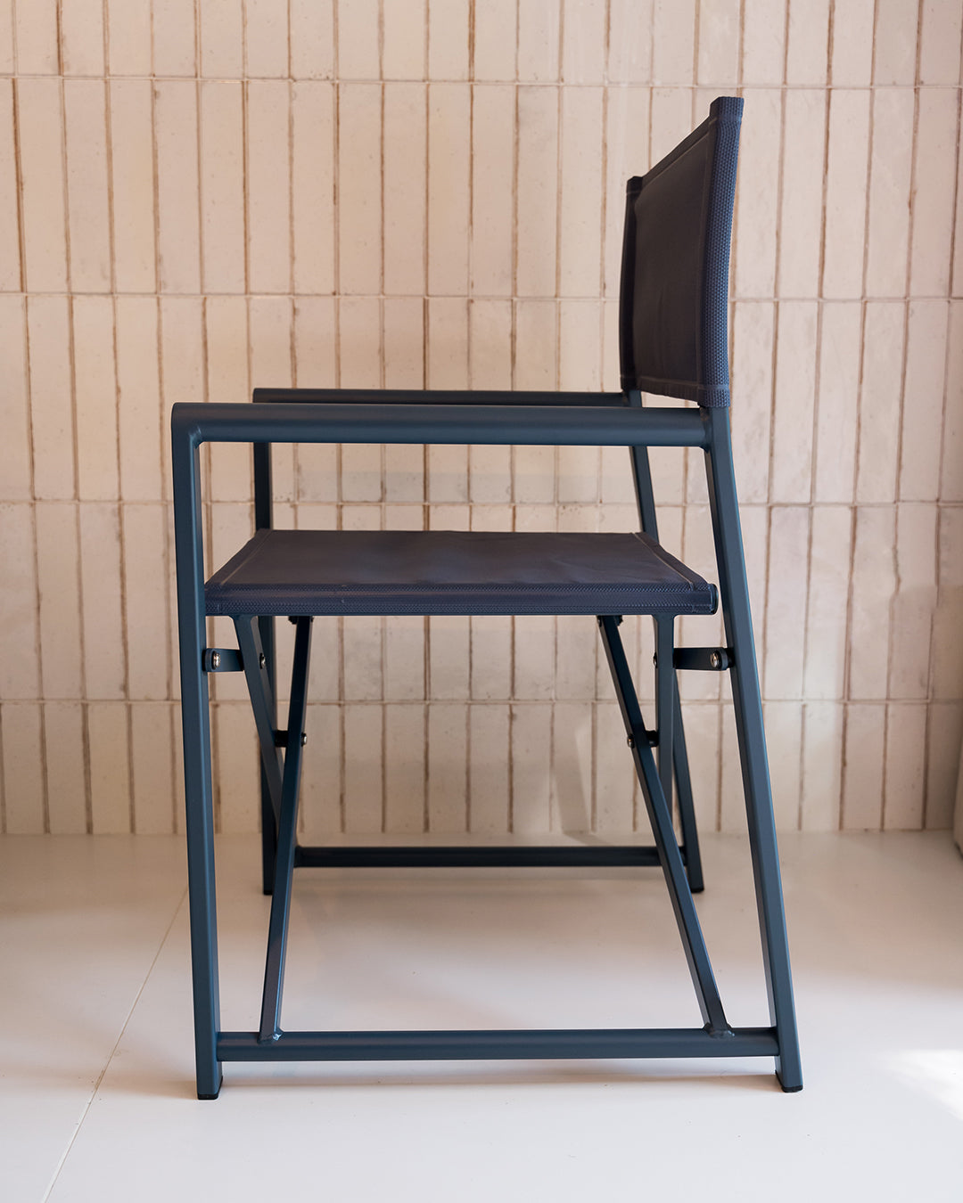 Douro Folding Director's Chair in Blue Aluminum