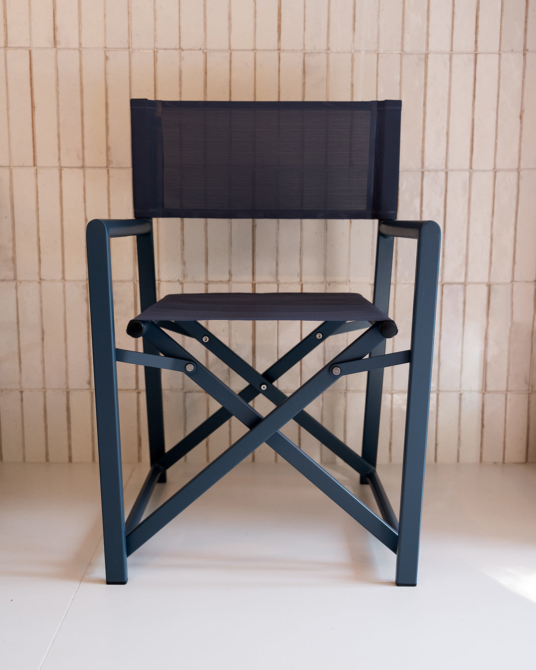 Douro Folding Director's Chair in Blue Aluminum
