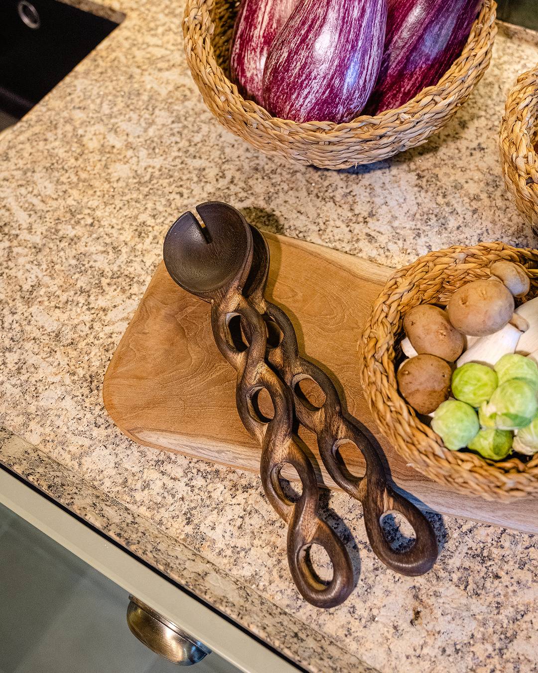 Dark Wood Salad Cutlery Set