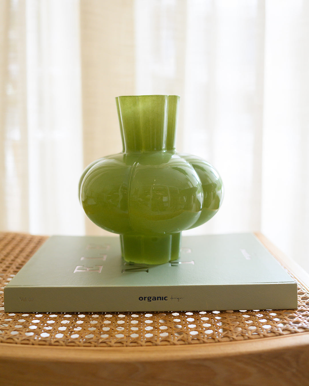 Vase Doré en Verre, Vert, Ø19 × 20 cm
