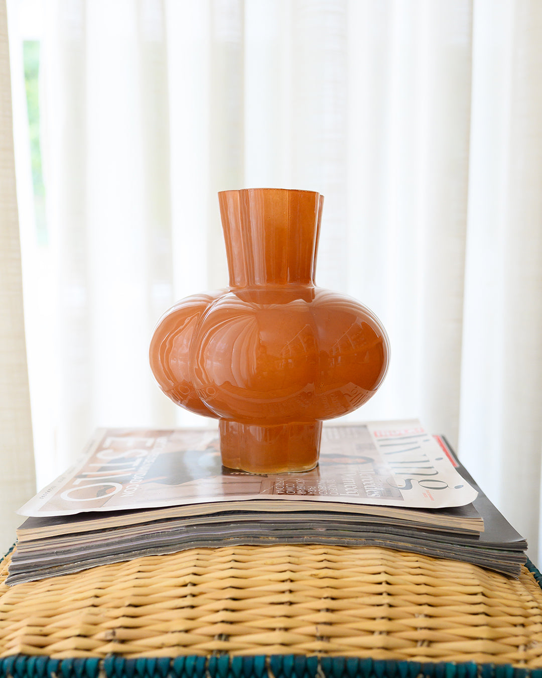 Vase Doré en Verre, Marron, Ø19 × 20 cm