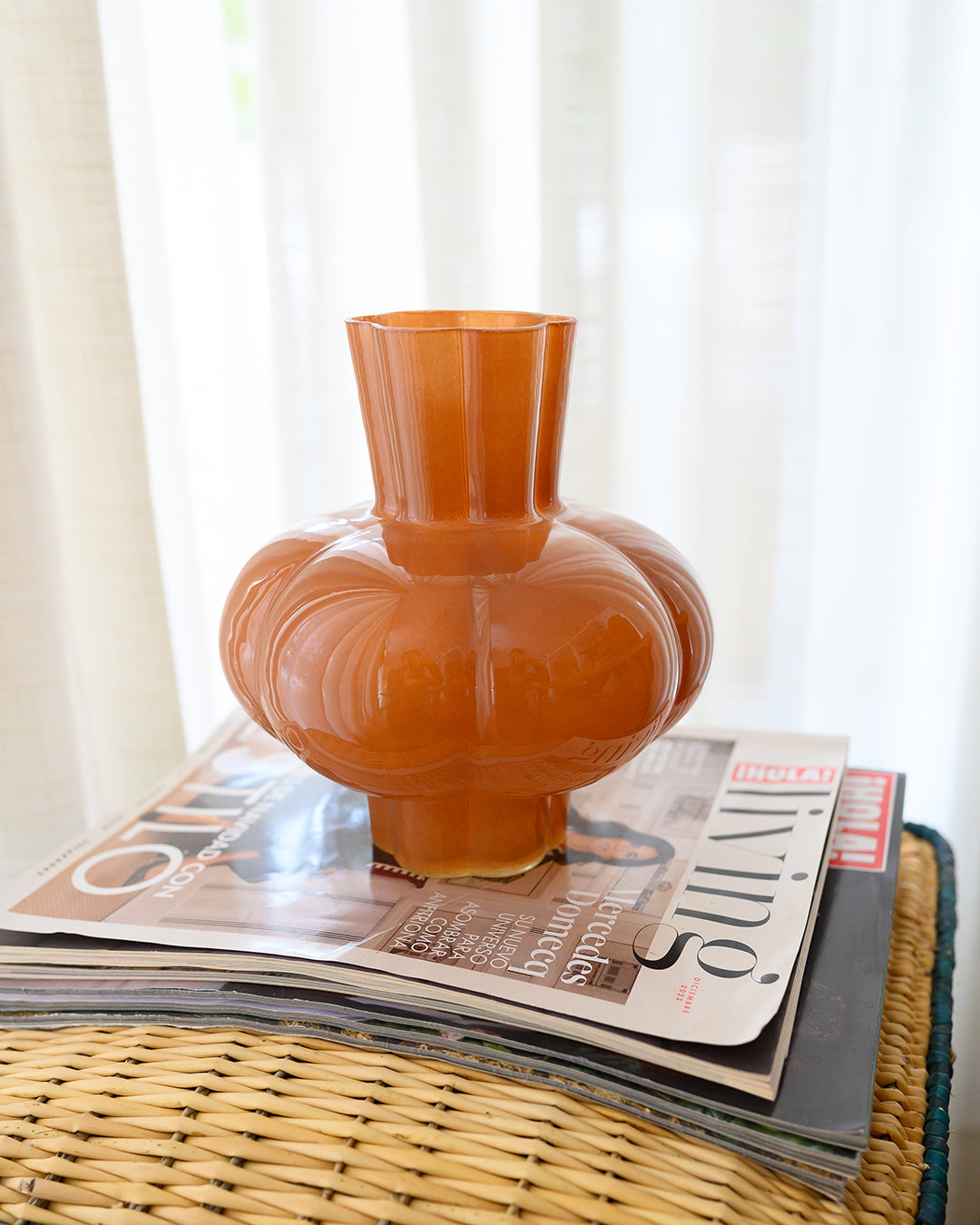 Vase Doré en Verre, Marron, Ø19 × 20 cm