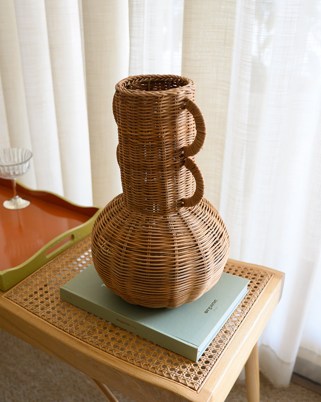 Vaso Etria en ratán, Ø25 × 38 cm