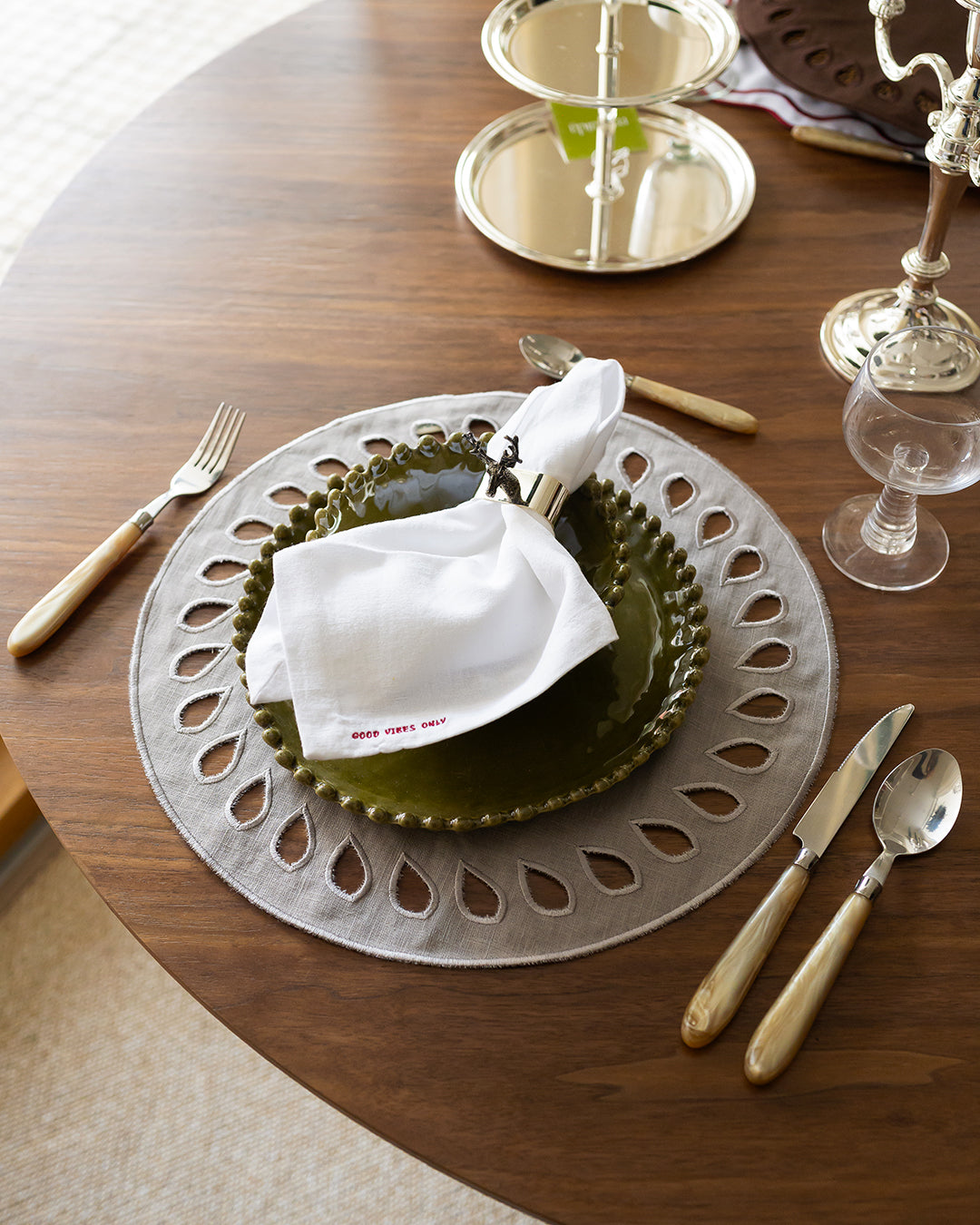 Mantel Individual Viseu, Gris con Gris