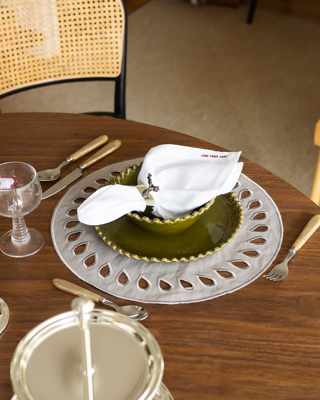 Mantel Individual Viseu, Gris con Gris