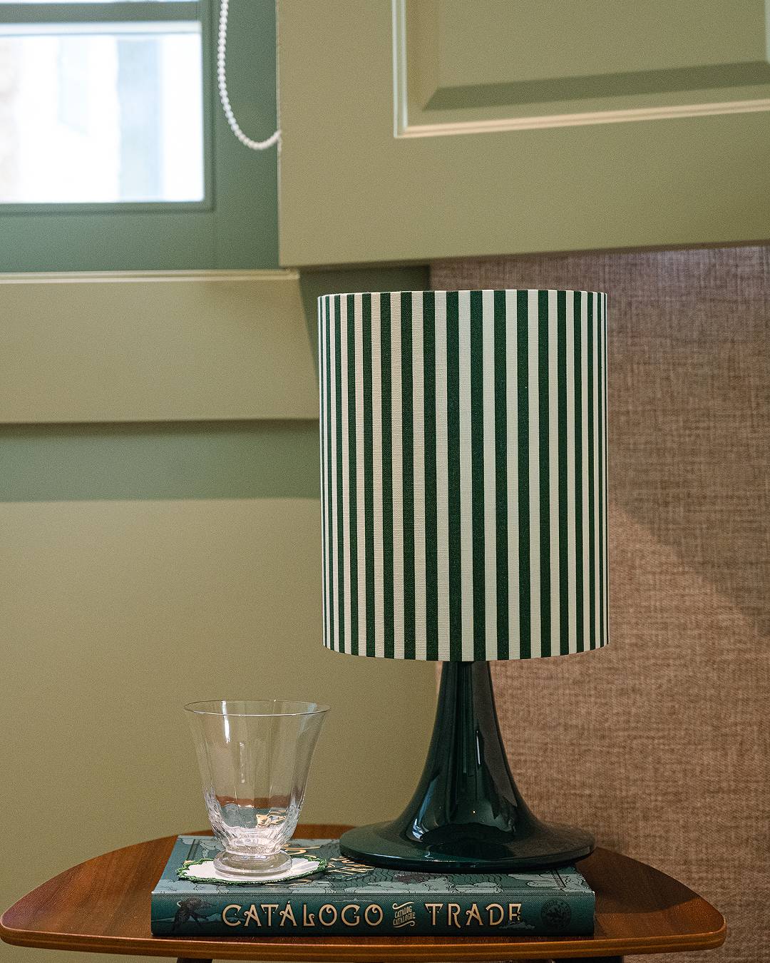 Burano Table Lamp, Green with Green Stripes