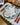Serviette Luna, beige avec vert