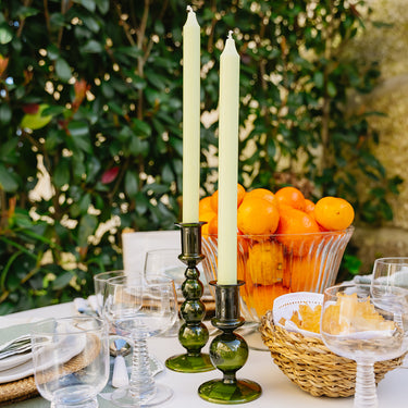 Vienna Green Glass Candlestick, Small