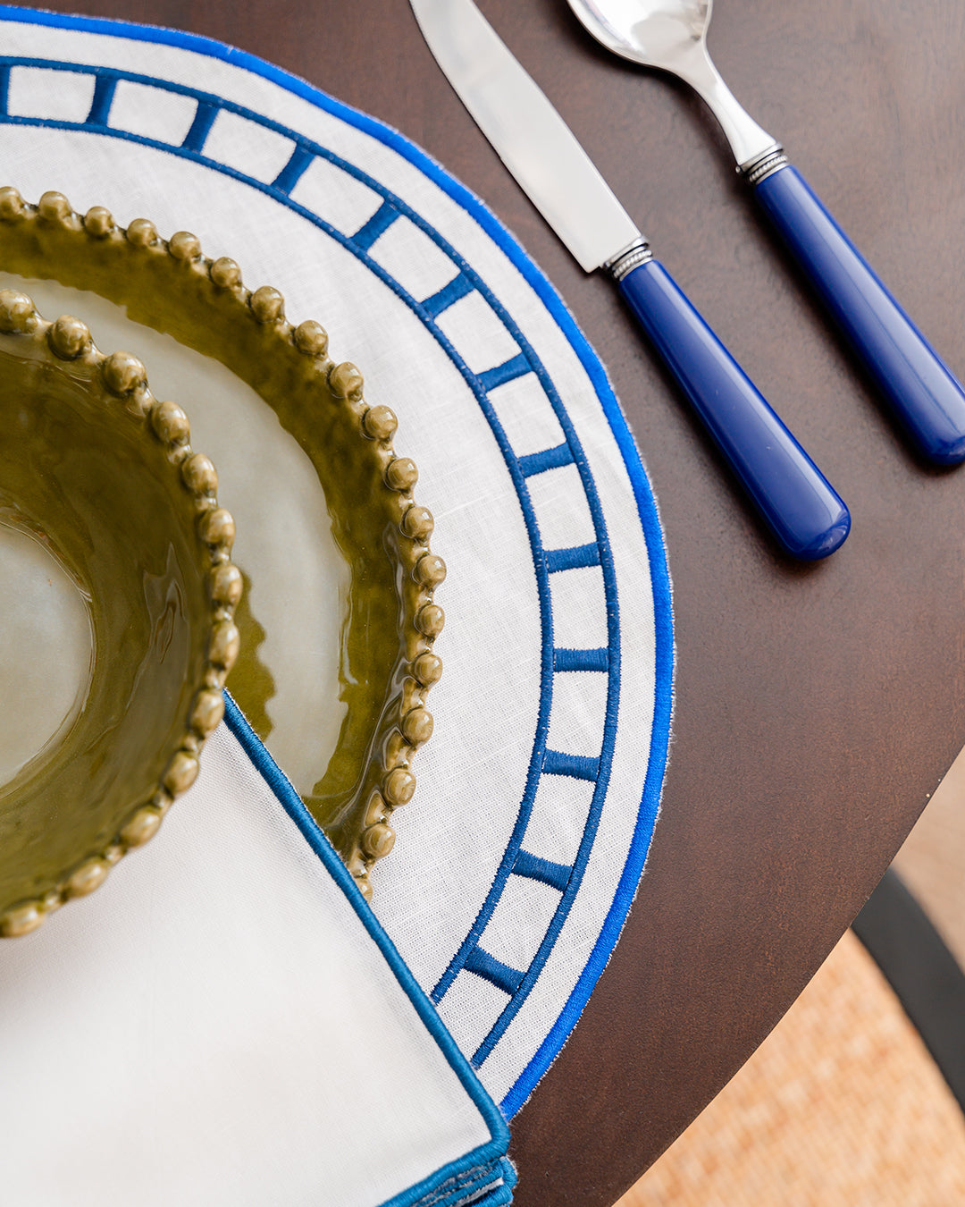 Individual Marim, Branco com Azul