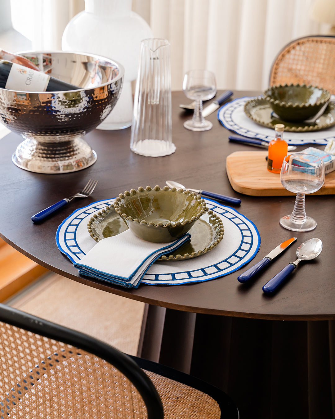 Individual Marim, Branco com Azul