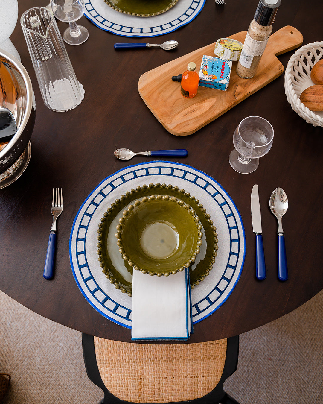 Individual Marim, Branco com Azul