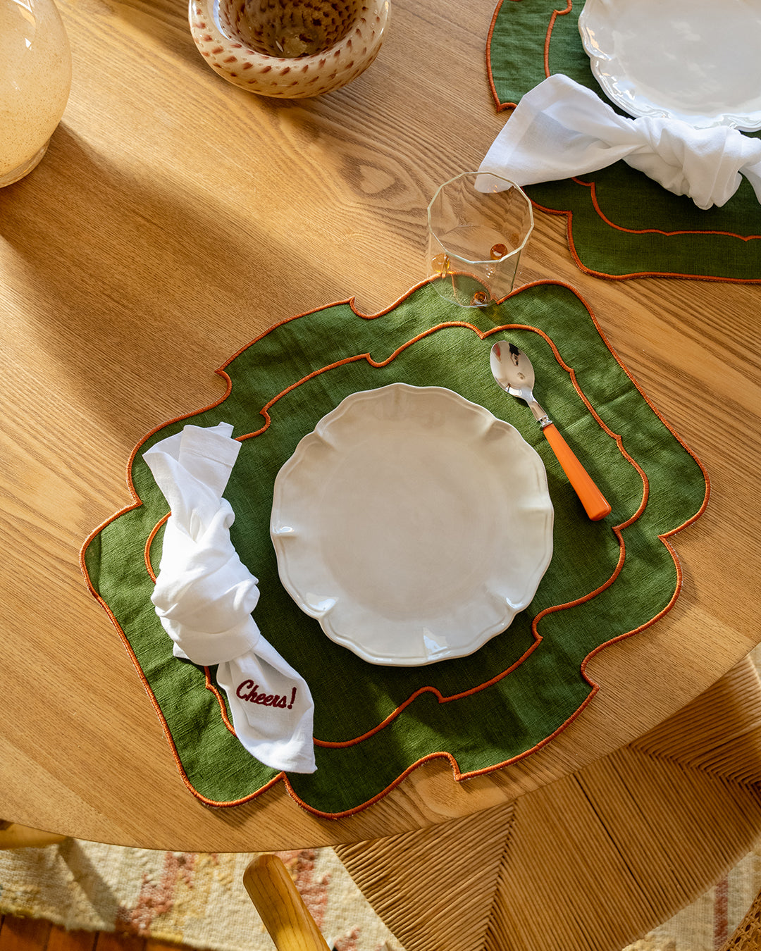 Placemat Belmonte, Green with Terracotta