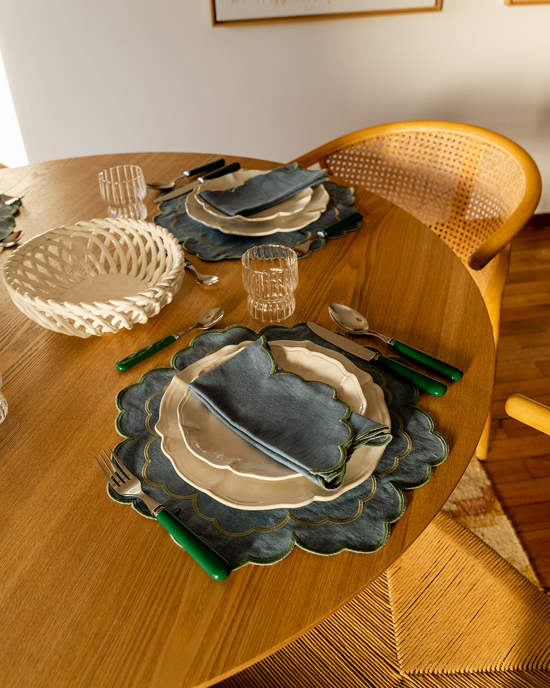 Placemat Íris, Blue with Green