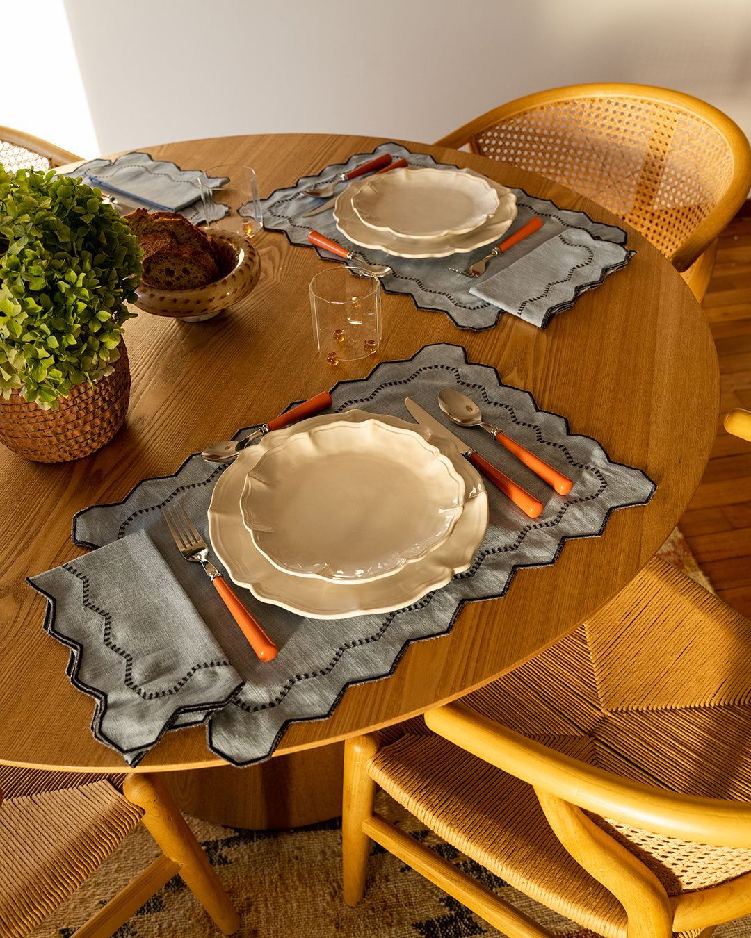 Placemat Alba, Blue with Gray