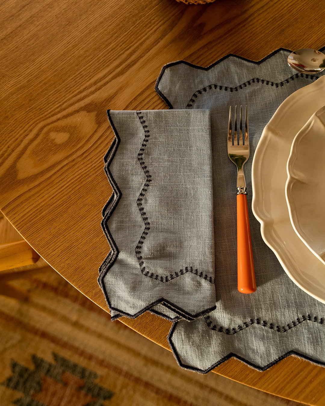 Alba Napkin, Blue with Gray
