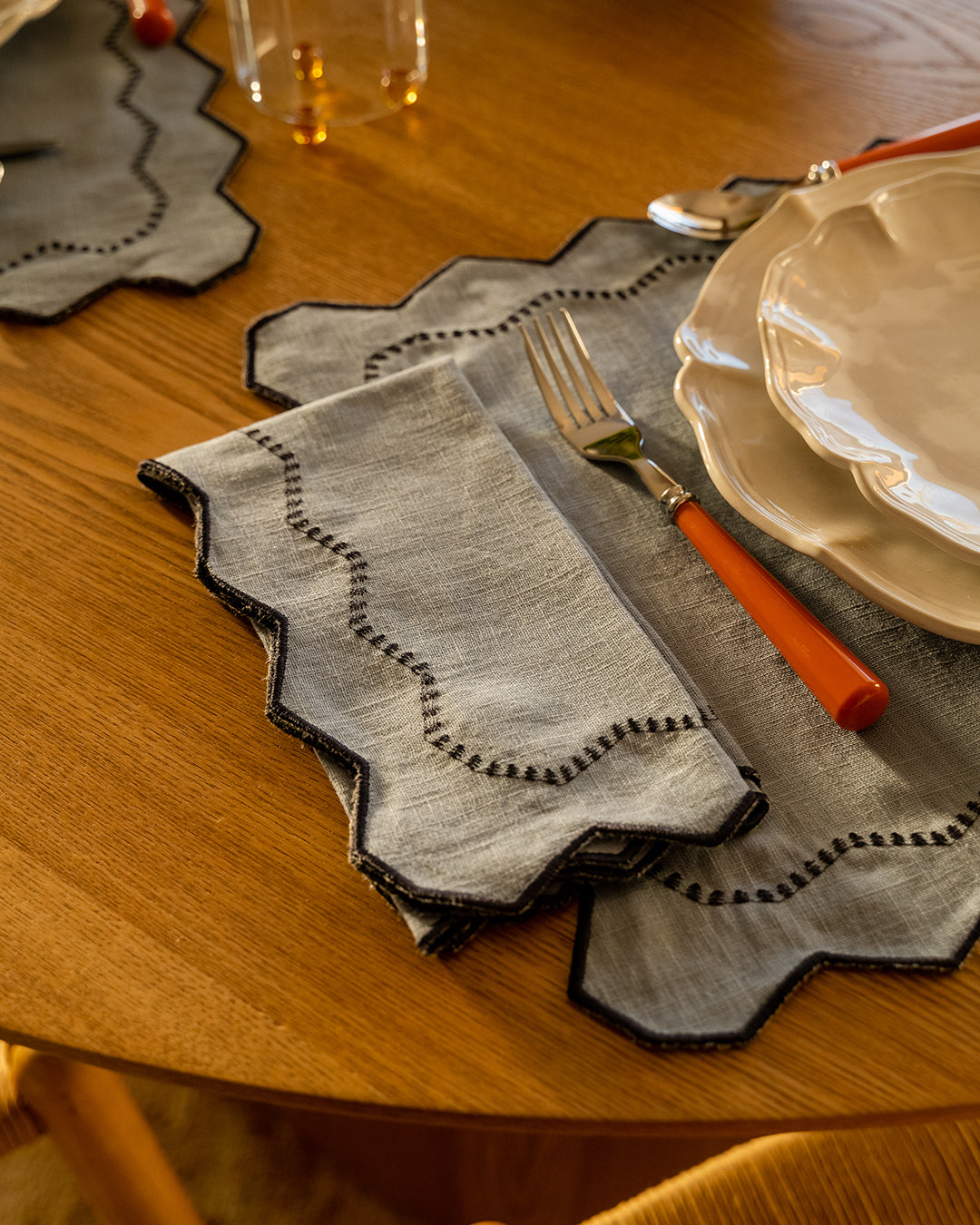 Alba Napkin, Blue with Gray