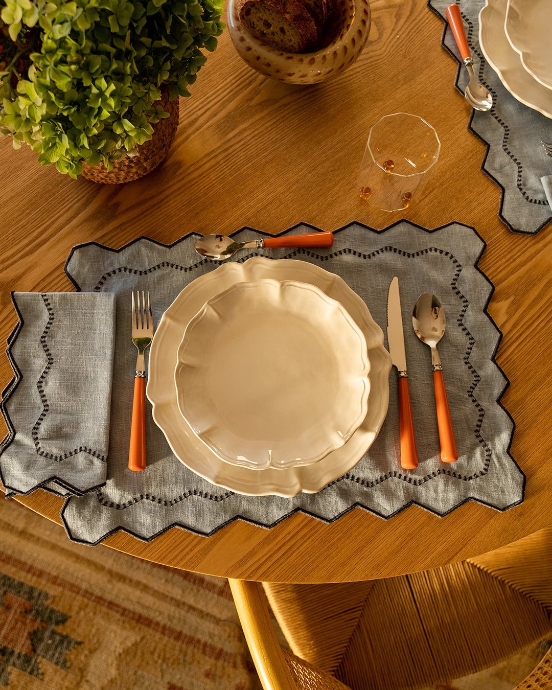 Placemat Alba, Blue with Gray