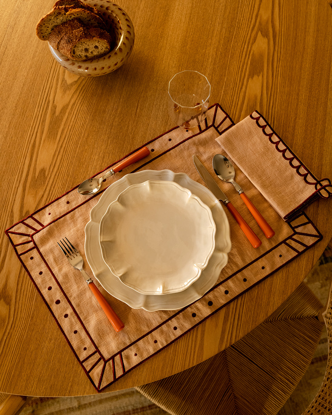 Placemat Belle Nuit, Salmon with Bordeaux