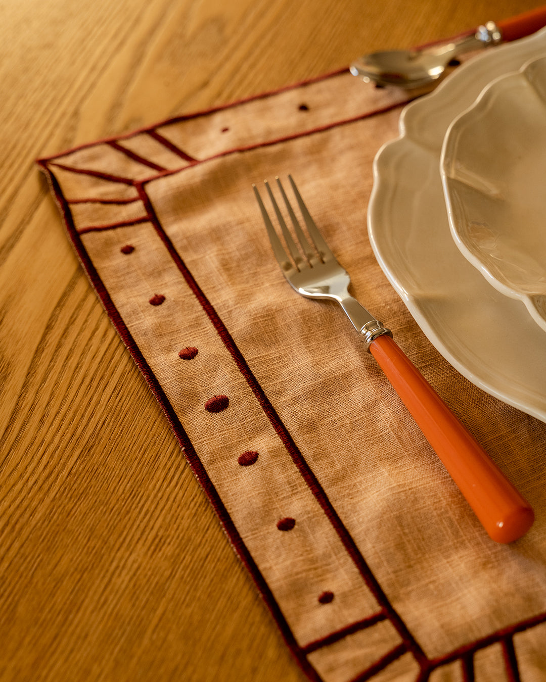 Placemat Belle Nuit, Salmon with Bordeaux