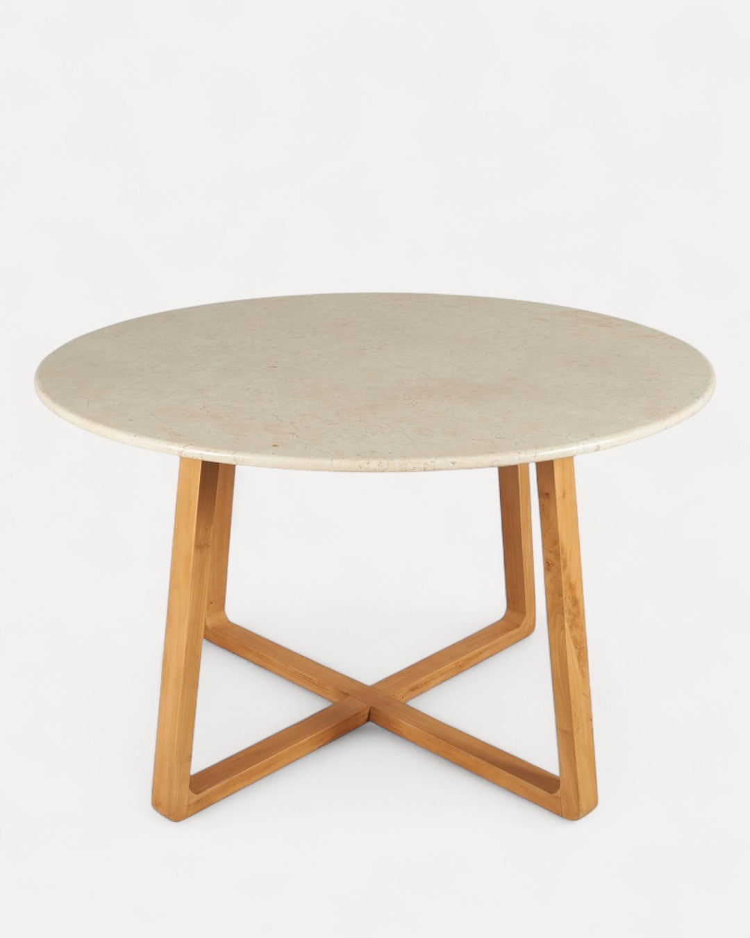 Tavolo da pranzo Velin in legno massiccio e marmo, 120×120×75 cm