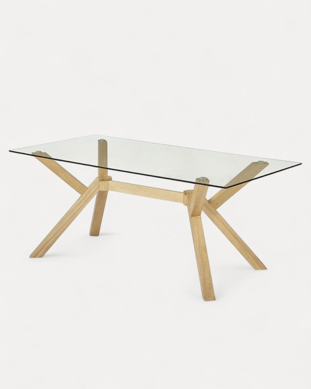 Tavolo da pranzo Lioren in vetro e legno, 160x90x75 cm