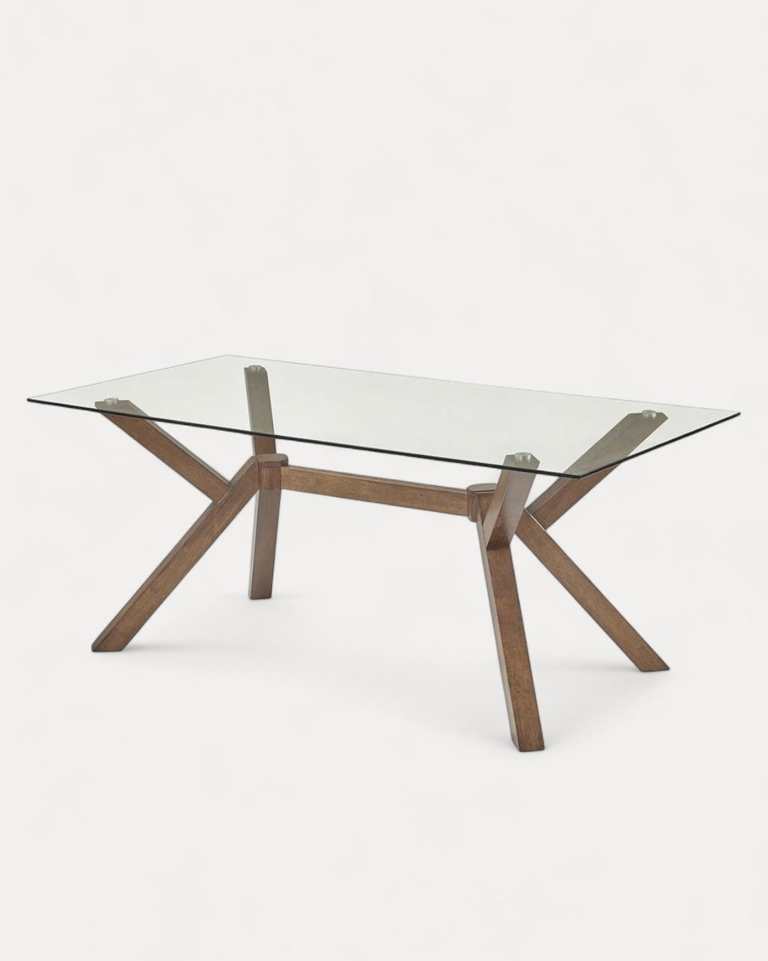 Tavolo da pranzo Lioren in vetro e legno di noce, 160x90x75 cm