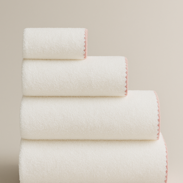 Asciugamano da Bagno Conchiglia Bianco con Rosa