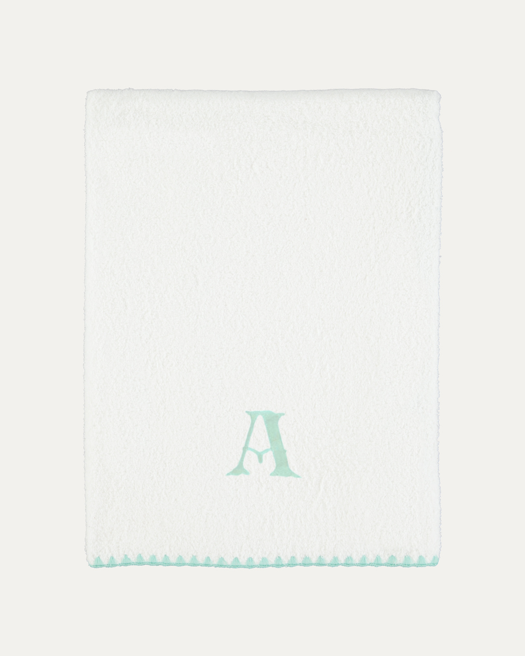 Customizable Concha Bath Towel, White with Green