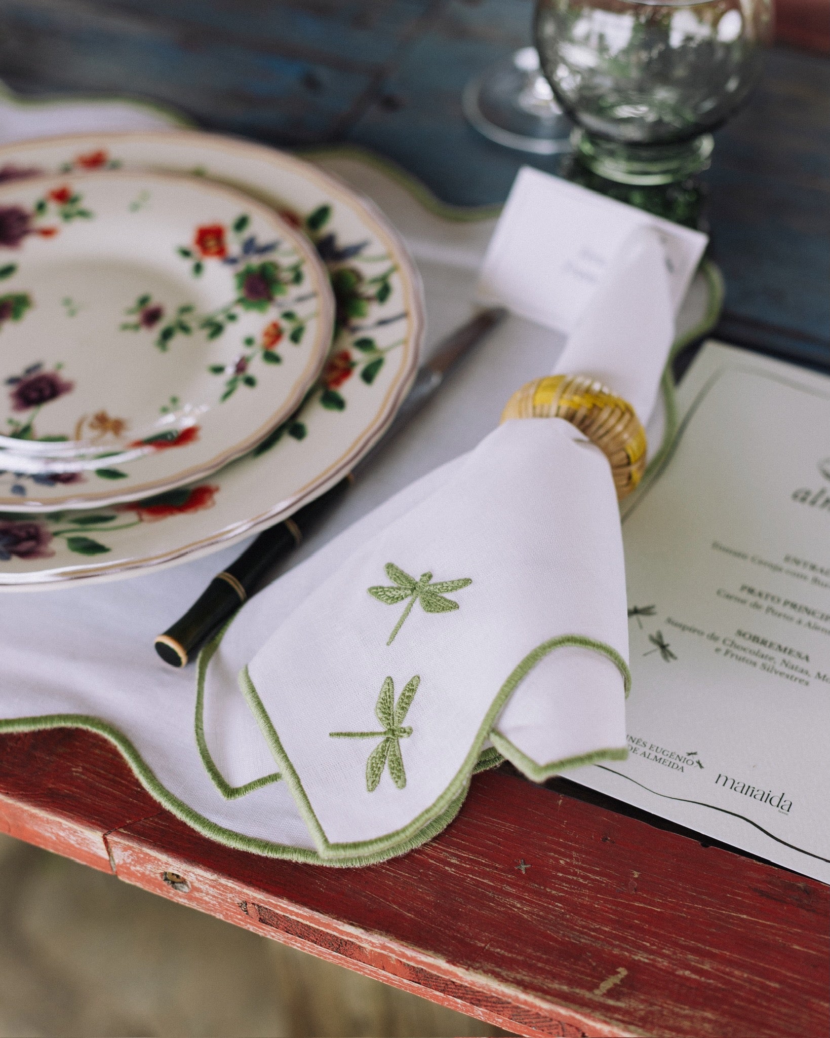 Guardanapo Libelinhas IEA, Branco com Verde