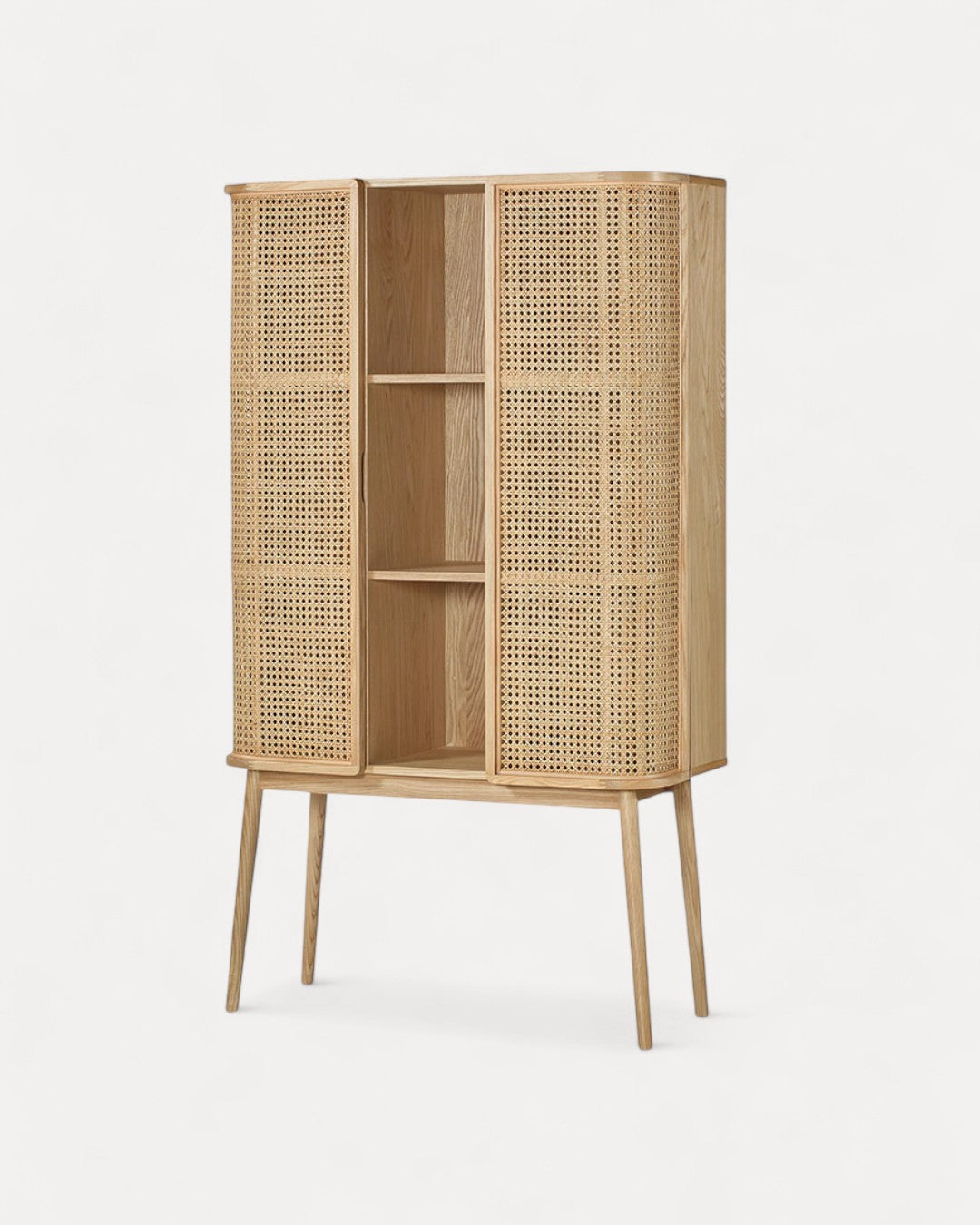 Aparador Marnó en bois massif naturel, 90×38×157 cm