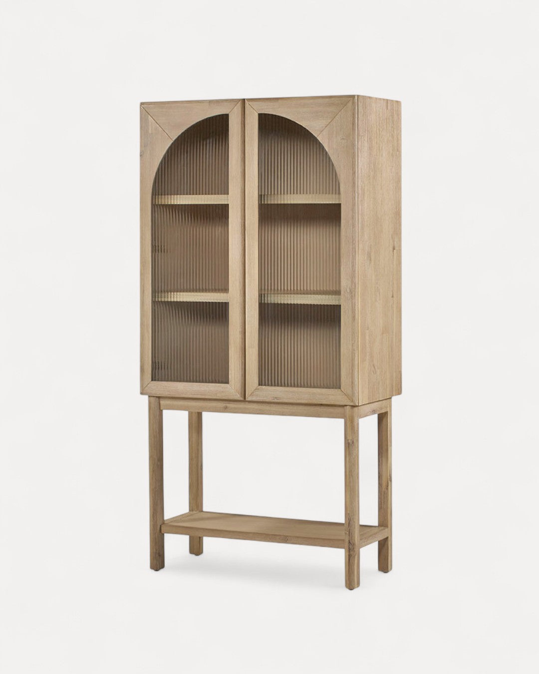 Buffet Orvino en bois massif naturel, 80×40×160 cm