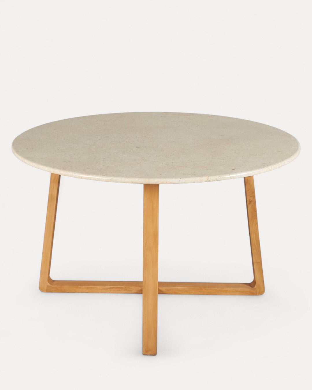 Tavolo da pranzo Velin in legno massiccio e marmo, 120×120×75 cm