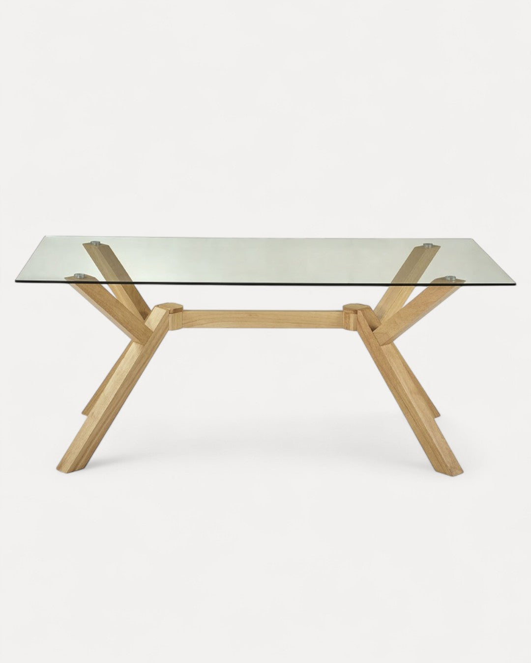 Tavolo da pranzo Lioren in vetro e legno, 160x90x75 cm