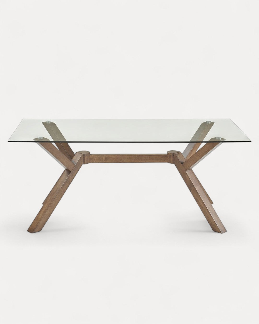 Tavolo da pranzo Lioren in vetro e legno di noce, 160x90x75 cm