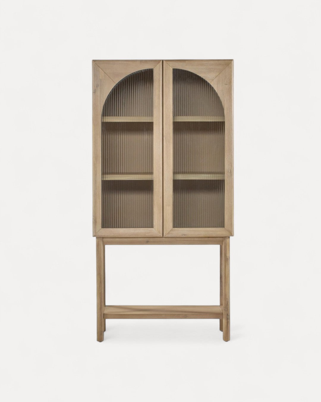 Buffet Orvino en bois massif naturel, 80×40×160 cm