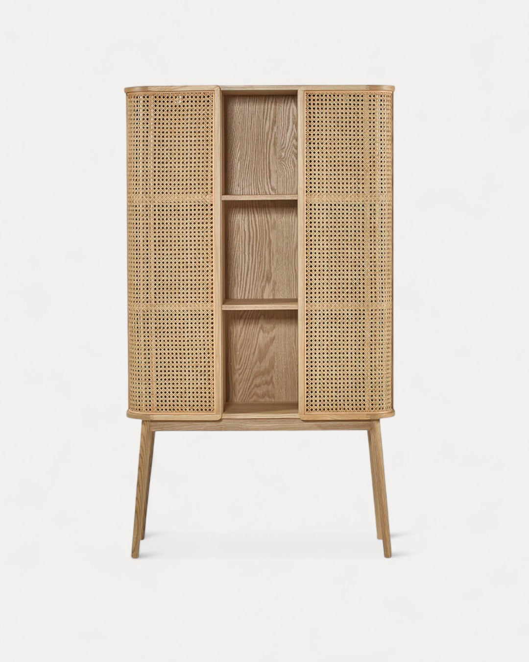 Aparador Marnó en bois massif naturel, 90×38×157 cm