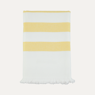 Serviette de plage en coton à rayures jaunes