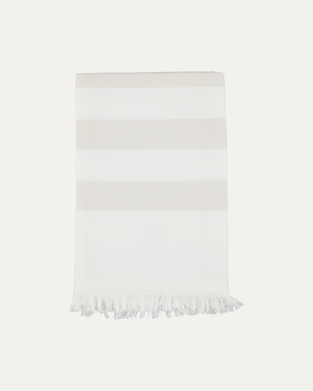 Serviette de plage en coton à rayures beige