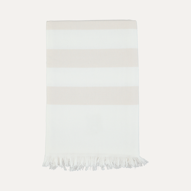 Serviette de plage en coton à rayures beige