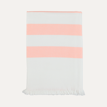 Serviette de plage en coton à rayures saumon
