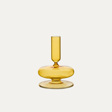 Castiçal Bloom em Vidro Amarelo