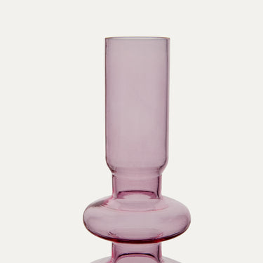 Castiçal Bloom em Vidro Rosa