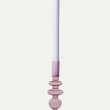 Castiçal Bloom em Vidro Rosa