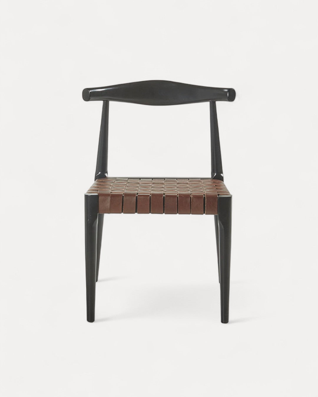 Verano chair in natural black wood and leather, 55×51.5×77 cm