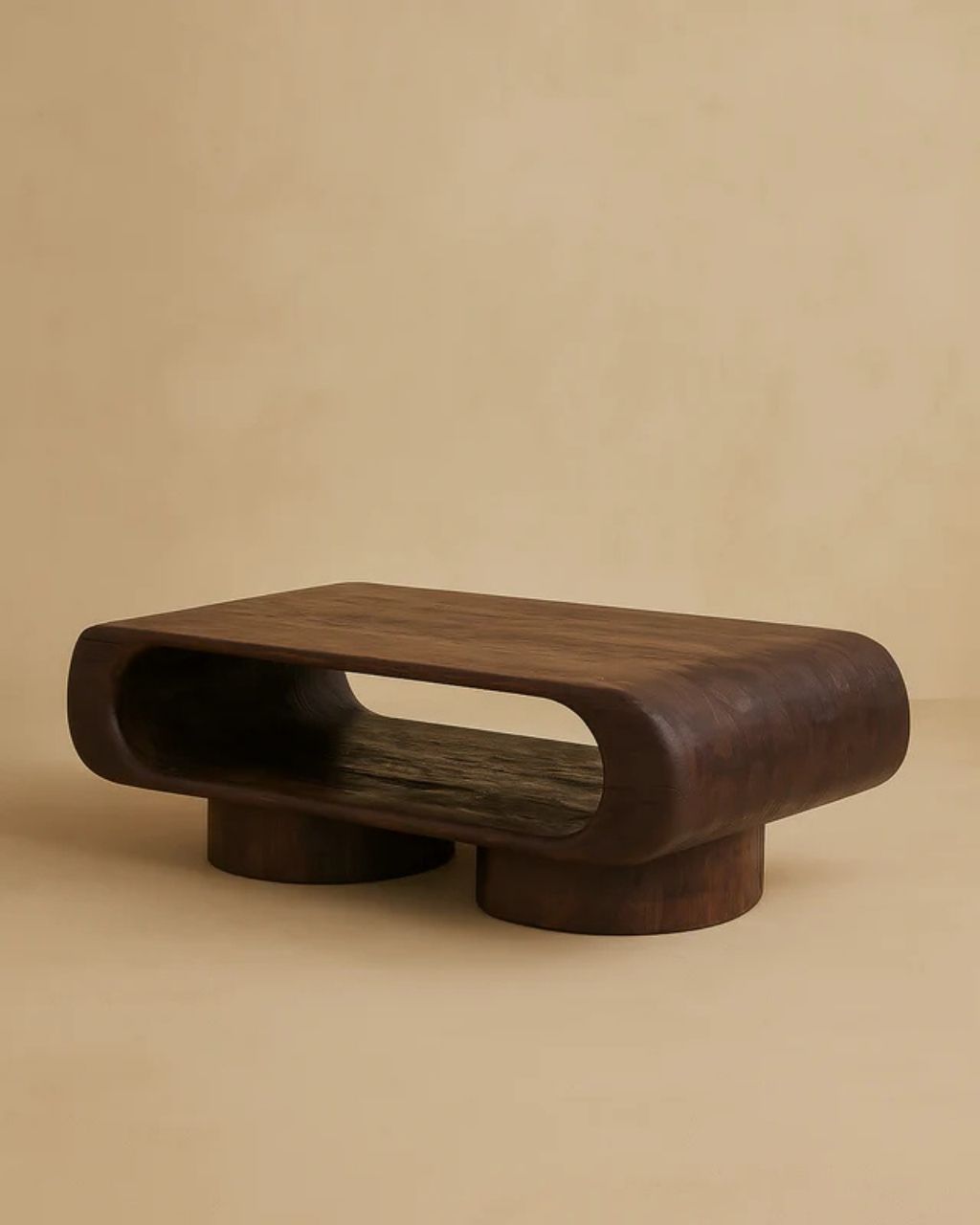 Mesa de centro retangular em madeira de manga, 122x61x42 cm