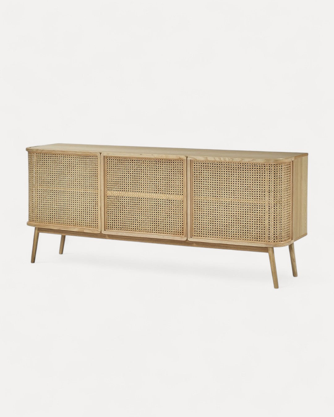 Aparador Cenaro en bois massif naturel, 175×46×75 cm