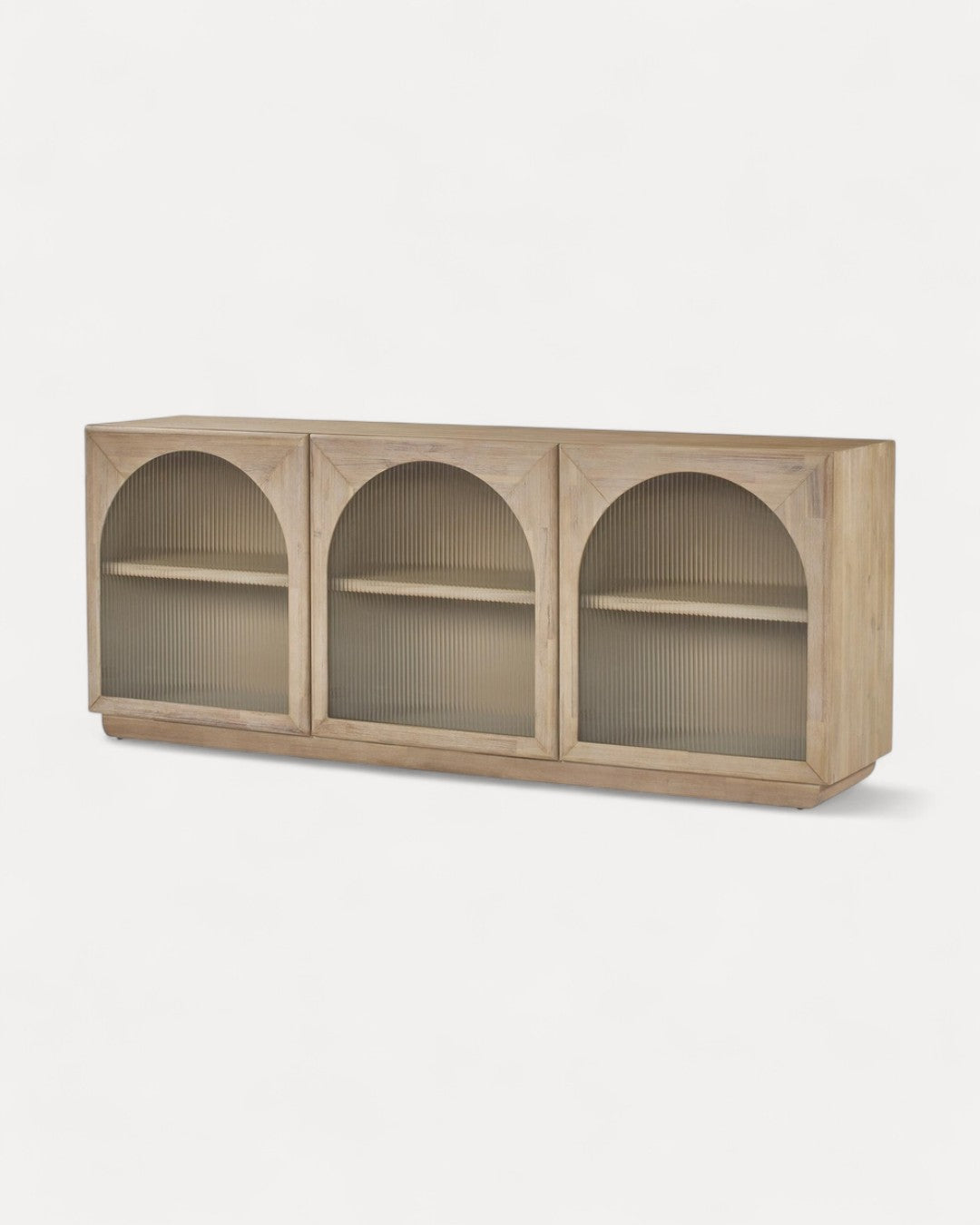 Aparador Alviano en bois massif naturel, 200×45×80 cm