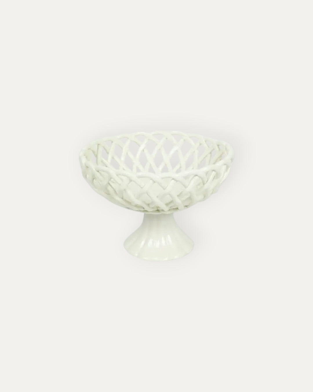 Cesto Imperial com Pé em Porcelana Branco, Ø: 25,5 cm A: 17 cm