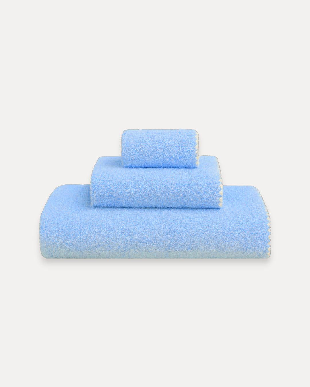 Toalla de baño algodón concha azul con blanco